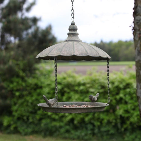 Antique-Fly-Thru-Bird Feeder with Cover