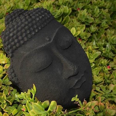 Large Lava Stone Buddha Face Sculpture