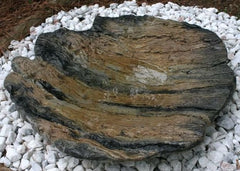 Large Ground Birdbath-Natural Wood Texture