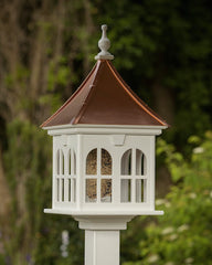 Classic Post-Mount Bird Feeder with Copper Roof