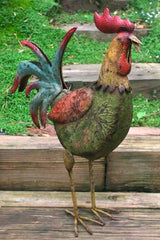 Colorful Rooster Metal Yard Art