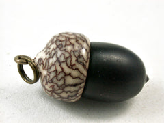 LV-3330 African Blackwood & Black Palm Nut Acorn Pendant Box, Pill Fob-SCREW CAP