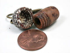 LV-3436 Morrocan Thuya Burl & Betelnut Acorn Pendant Box, Charm, Pill Holder-SCREW CAP