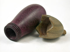 LV-3351 Purpleheart & Verawood Eggplant Trinket Box, Needle Case, Jewelry Box-SCREW CAP