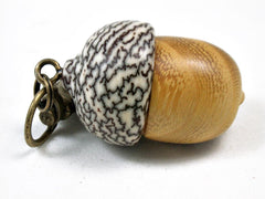 LV-3430 Osage Orange & Betel Nut Acorn Pendant Box, Keychain, Pill Fob-SCREW CAP