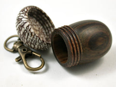 LV-3113 True Lignum Vitae & Betelnut Acorn Box, Pill Holder, Compartment Pendant-SCREW CAP