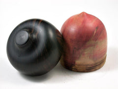 LV-3016 Flamed Box Elder & Mun Ebony Acorn Pill Holder, Ring Box, -SCREW CAP