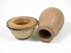 LV-2881 Ivorywood & Wisteria Threaded Wooden Mushroom Box