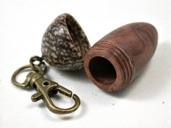 LV-3118 Red Mallee Burl & Betelnut Acorn Box, Pill Holder, Compartment Pendant-SCREW CAP