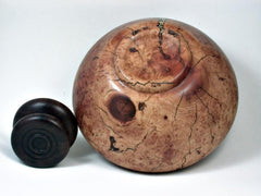 LV-3025 Manzanita & Rosewood Threaded Vessel, Lidded Urn with Vermiculite Inlay