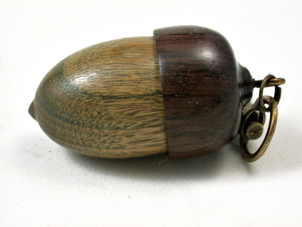 LV-3054 Verawood & Rosewood Acorn Box, Pill Holder, Compartment Pendant-SCREW CAP