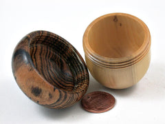 LV-2976 French Boxwood & Bocote Acorn Pill Box, Engagement Ring Box-SCREW CAP