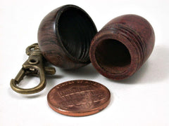 LV-3053 Logwood Burl & Rosewood Acorn Box, Pill Holder, Compartment Pendant-SCREW CAP