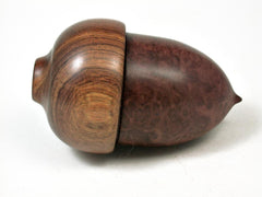 LV-2940 Wooden Acorn Jewelry, Ring Box, Pill Box from Red Mallee Burl & Tamboti-SCREW CAP