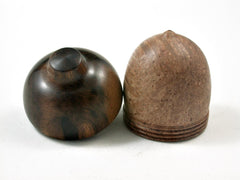 LV-2760 Satinwood Burl & Greenheart Acorn Jewelry Box, Pill Box, Trinket Box-SCREW CAP