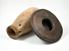 LV-3107 Persimmon & Live Oak Wooden Mushroom Trinket Box, Pill, Jewelry Box-THREADED