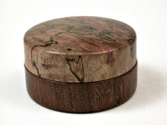 LV-2856 Papaturro Burl & Brown Ebony Flat Pill Box, Ring Holder, Jewelry Box-SCREW CAP