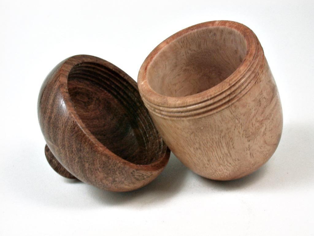 LV-2753 Cola de Pava & Mesquite Acorn Jewelry, Ring Box, Pill Box-SCREW CAP