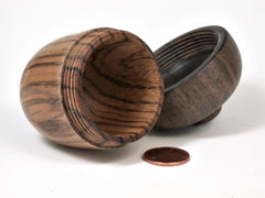 LV-2922 Wooden Acorn Box, Ring Box, Pill Box Zebrawood & Walnut-SCREW CAP