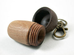 LV-3127 Sandalwood & Brown Ebony Acorn Box, Pill Holder, Compartment Pendant-SCREW CAP