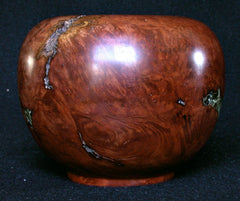 LV-321 Manzanita Burl Wood Turned Vase, Bowl, Hollow Form with Lichen Inlay-NICE