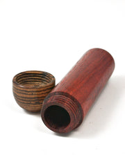 LV-1525 African Padauk & Bocote Slim Pill Box, Snuff Box, Toothpick Holder, Needle Case-SCREW CAP