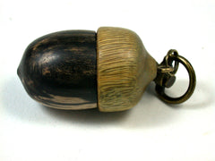 LV-1643 Dot Ebony & Verawood Acorn Key Fob, Pill Holder, Secret Compartment-SCREW CAP