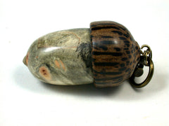 LV-1645 Buckeye Burl & Black Palm Acorn Key Fob, Pill Holder, Secret Compartment-SCREW CAP