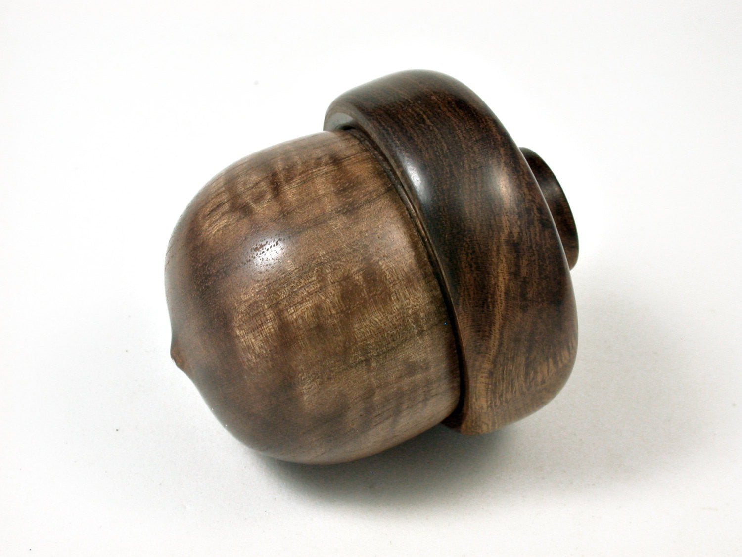 LV-1712 Satinwood & Ironwood Acorn Trinket Box, Keepsake, Jewelry Box-SCREW CAP