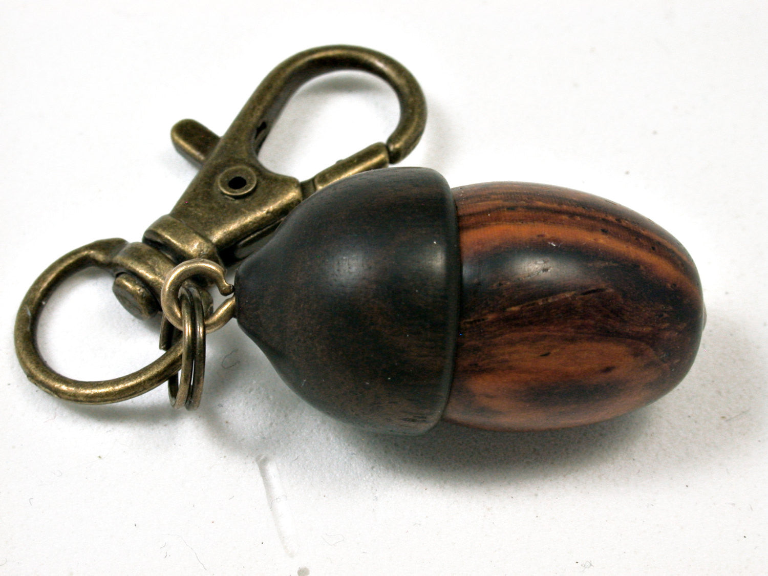 LV-1818 Cocobolo & Ebony Acorn Charm, Pill Holder, Memorial Pendant-SCREW CAP