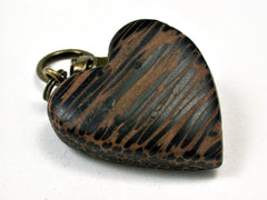 LV-1899 Black Palm Wooden Heart Shaped Charm, Keychain, Wedding Favor-HAND CARVED