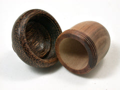 LV-1946 Sandalwood & Coconut Palm Acorn Engagement Ring Box, Pill Box, Trinket Box-SCREW CAP