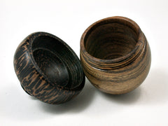 LV-1948 Bocote & Black Palm Wooden Acorn Ring Box, Pill Box, Gift Box-SCREW CAP