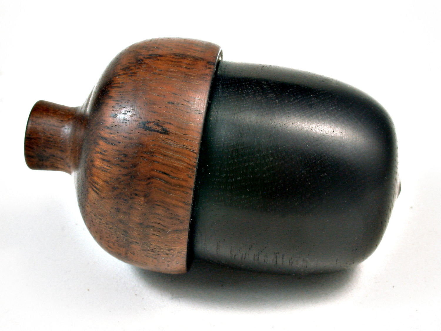 LV-2170 Ancient English Bog Oak & Curly Koa Wooden Acorn Trinket Box, Keepsakes, Jewelry Box-SCREW CAP