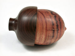 LV-2147 Tulipwood & Brown Ebony Acorn Jewelry Box, Pill Box, Trinket Box-SCREW CAP