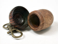 LV-2218 Olive Burl & Cocobolo Acorn Pendant Box, Charm, Pill Holder-SCREW CAP