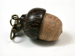 LV-2288 Satinwood Burl & Black Palm Acorn Pendant Box, Charm, Pill Holder-SCREW CAP