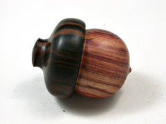 LV-2404 Tulipwood & Ebony Acorn Jewelry Box, Pill Box, Trinket Box-SCREW CAP
