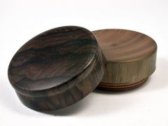 LV-2512 Verawood & Ziricote Flat Pill Box, Ring, Jewelry Box-SCREW CAP