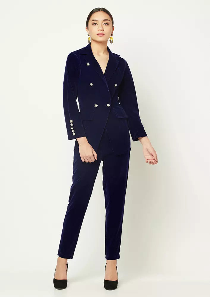 Velvet Slim Fit Blazer and Trouser Set