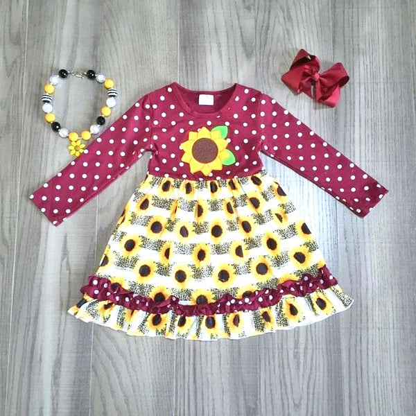 burgundy sunflower dress