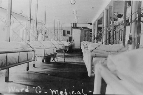 vintage picture of hospital beds aboard the USS Intrepid