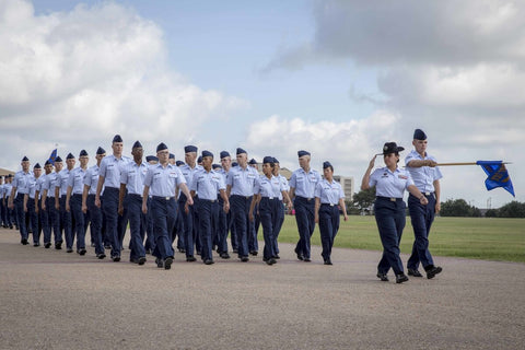 USAF Graduates in Uniform Marching in Formation