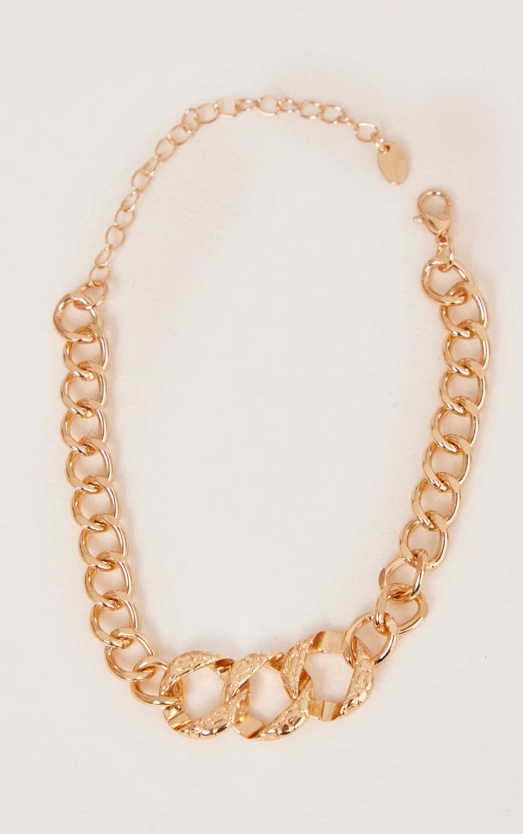 Gold Textured Chunky Chain Bracelet - iLYMAi
