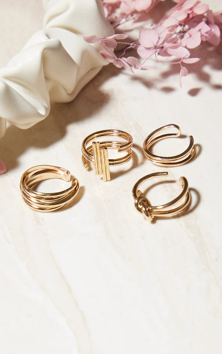 Gold Recycled Knot Multi Pack Ring Set - iLYMAi