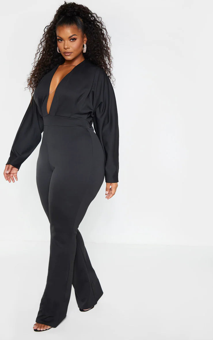 Plus Pleated Balloon Sleeve Jumpsuit - iLYMAi