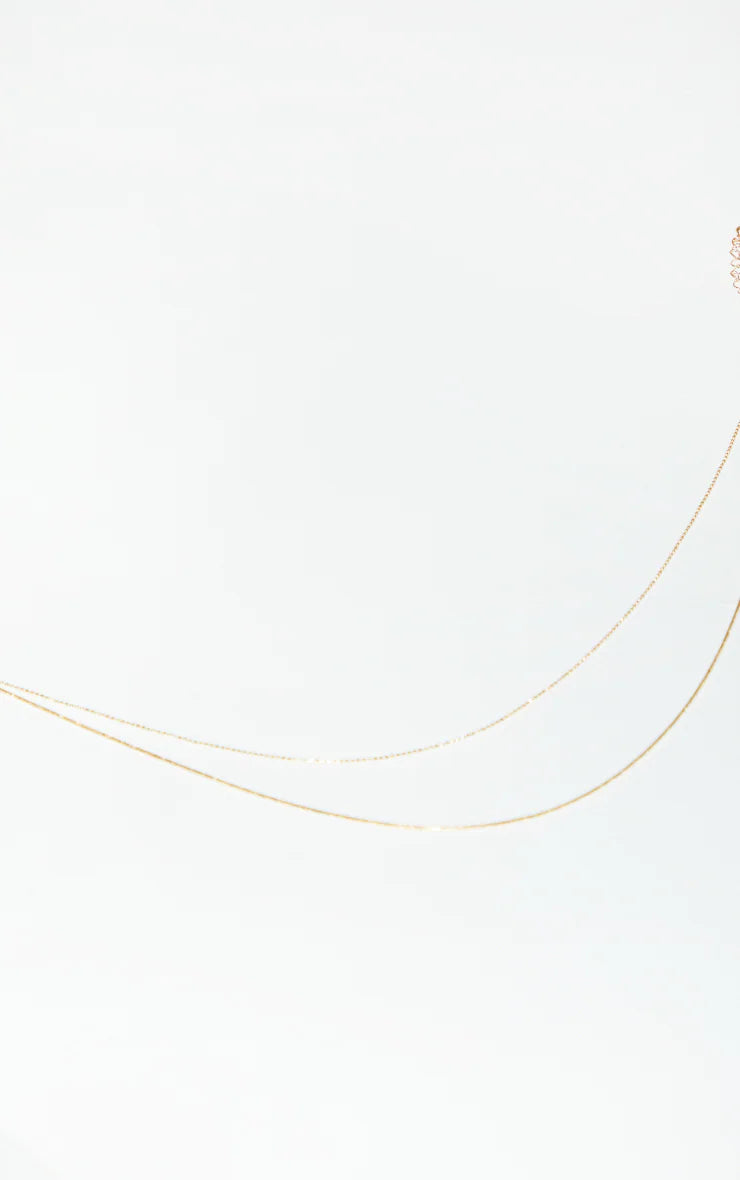 Gold Plain Chain Double Layering Necklace - iLYMAi