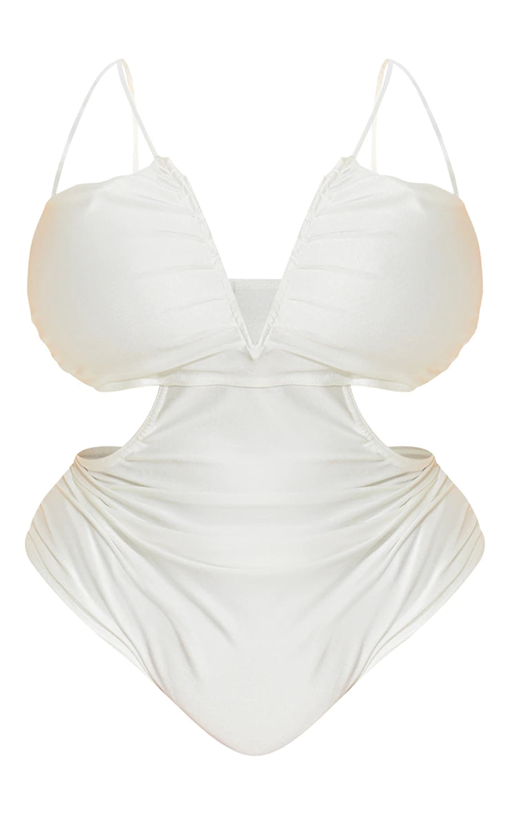Plus Black Strappy Low Back Swimsuit - iLYMAi