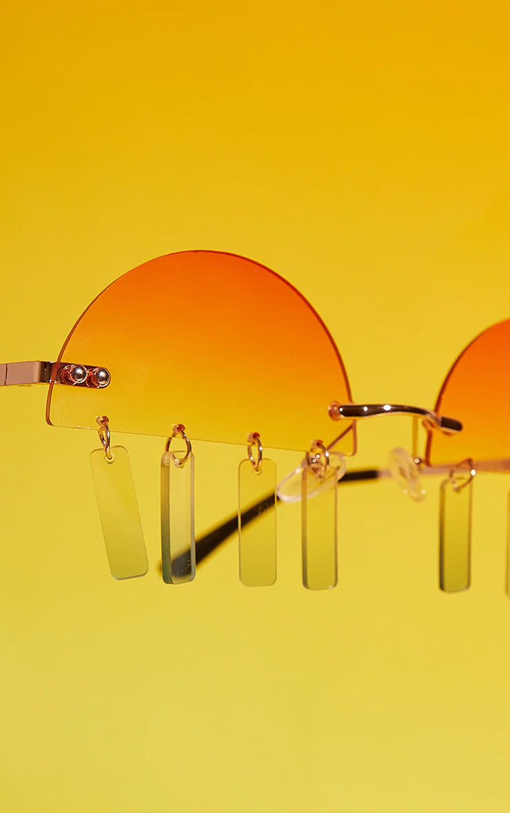 Orange Ombre Semi Circle Dangle Sunglasses - iLYMAi