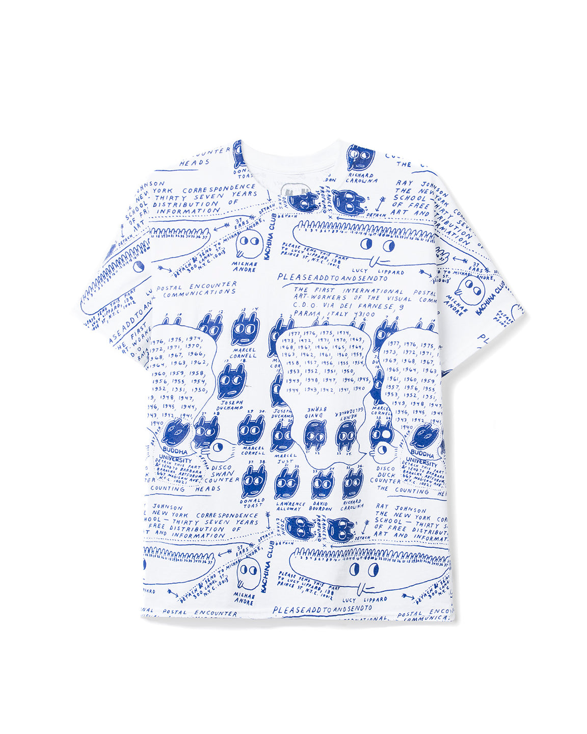 Ray Johnson Estate All-Over-Print T-shirt - Cream/Blue
